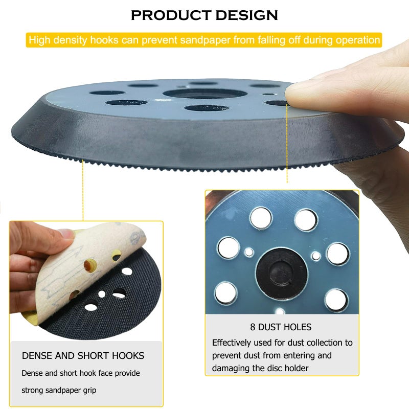 M-jump Standard 5" Hook and Loop Replacement Sander Pad for Porter Cable 343/343k, 390/390K, 382, 343VSK Orbit Sander - Image 3